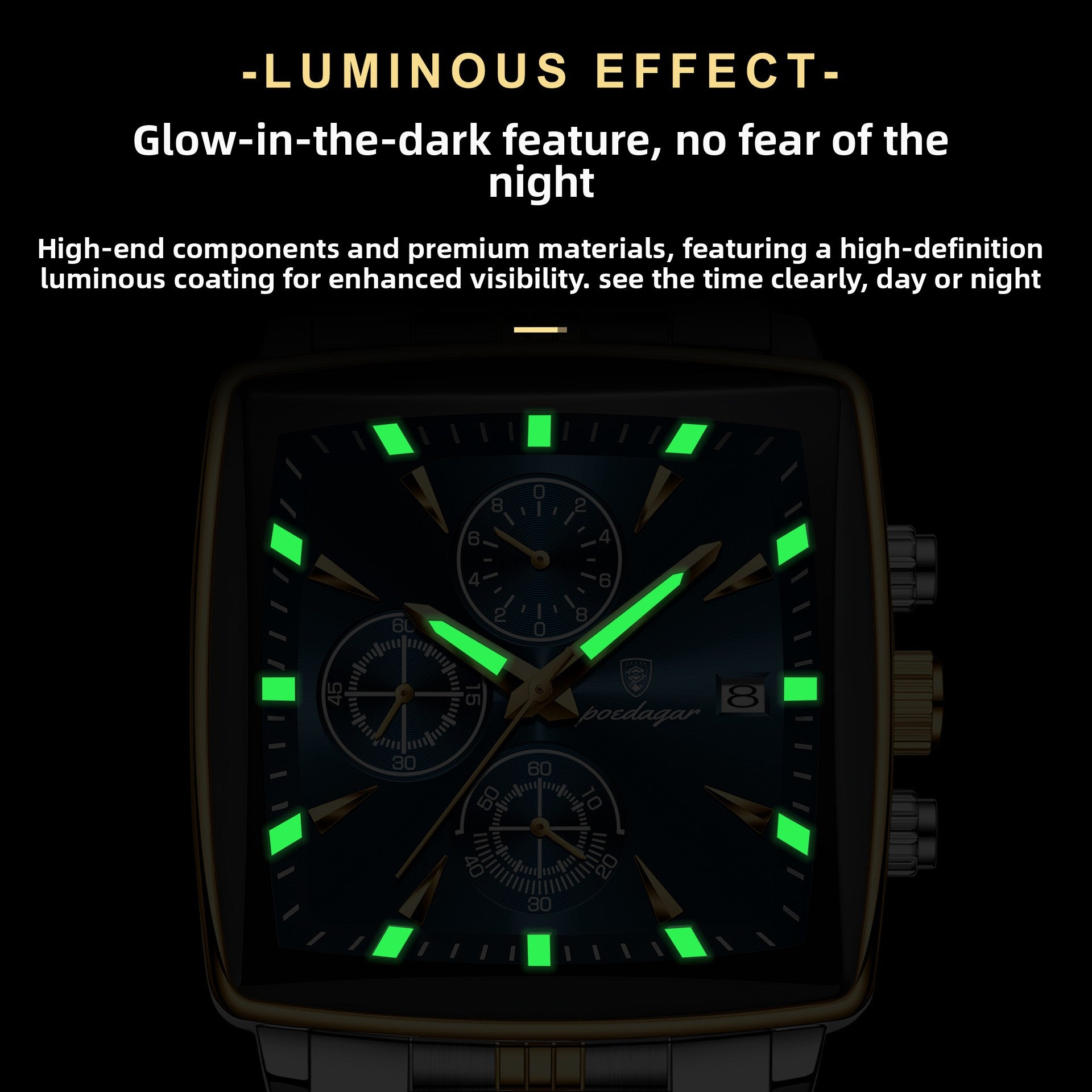 Multifunctional business square men's watch