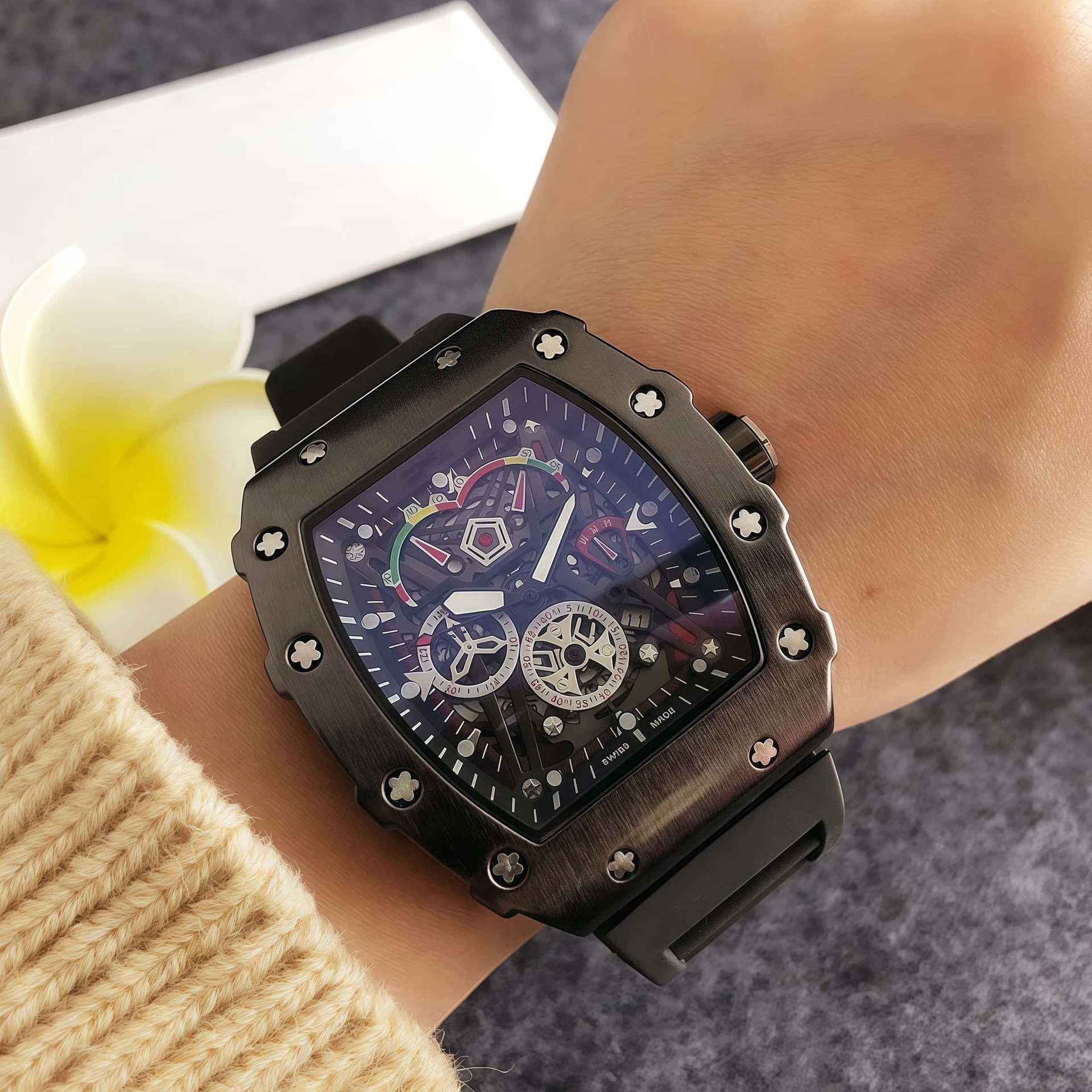 Colorful and stylish skeleton watch for men
