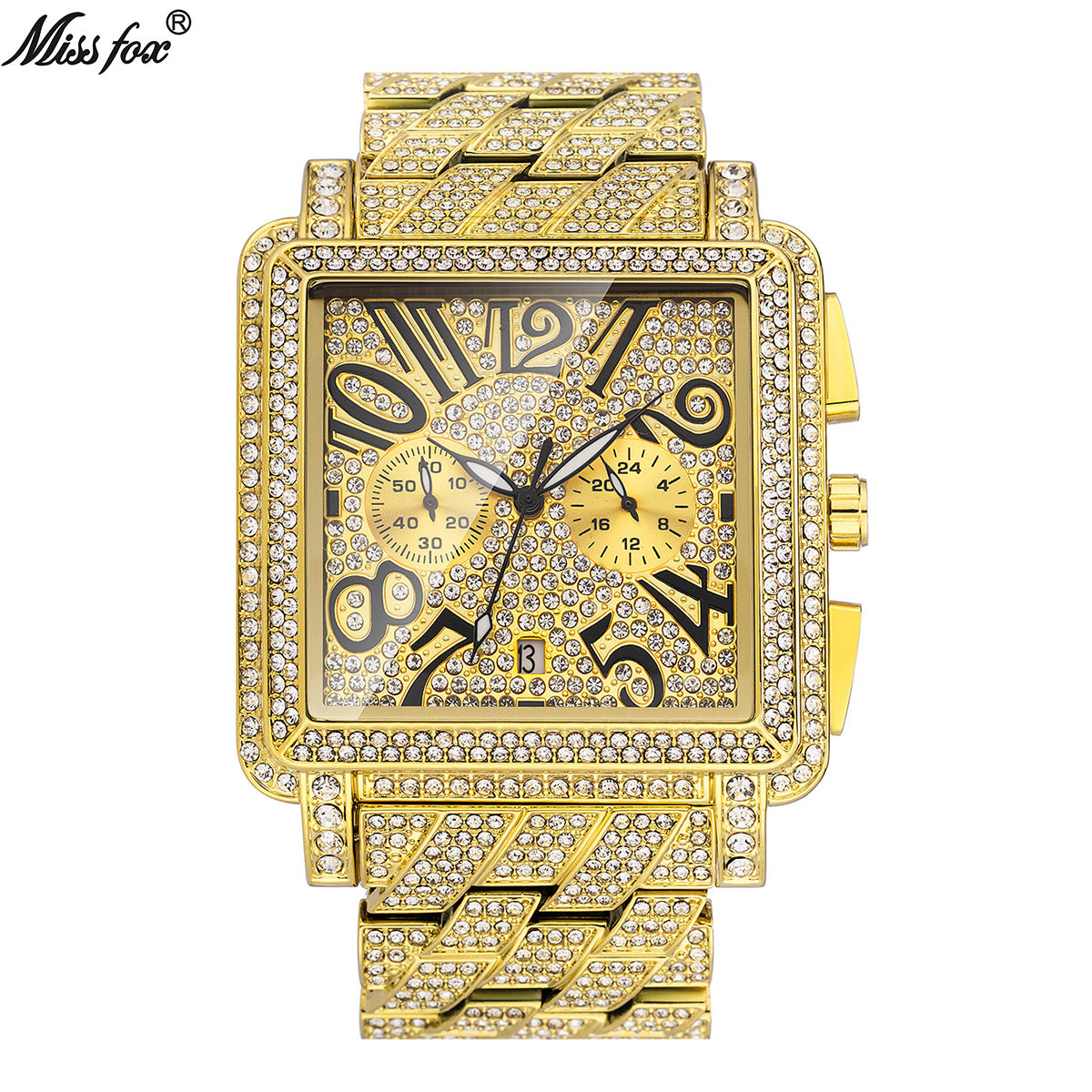 Men's Diamond Square Dial Quartz Watch