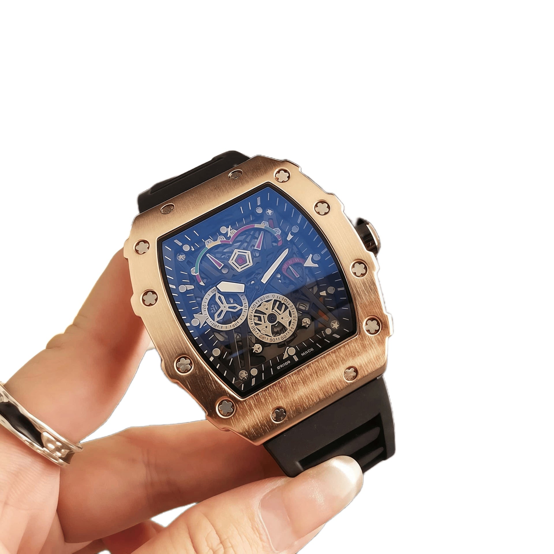 Colorful and stylish skeleton watch for men