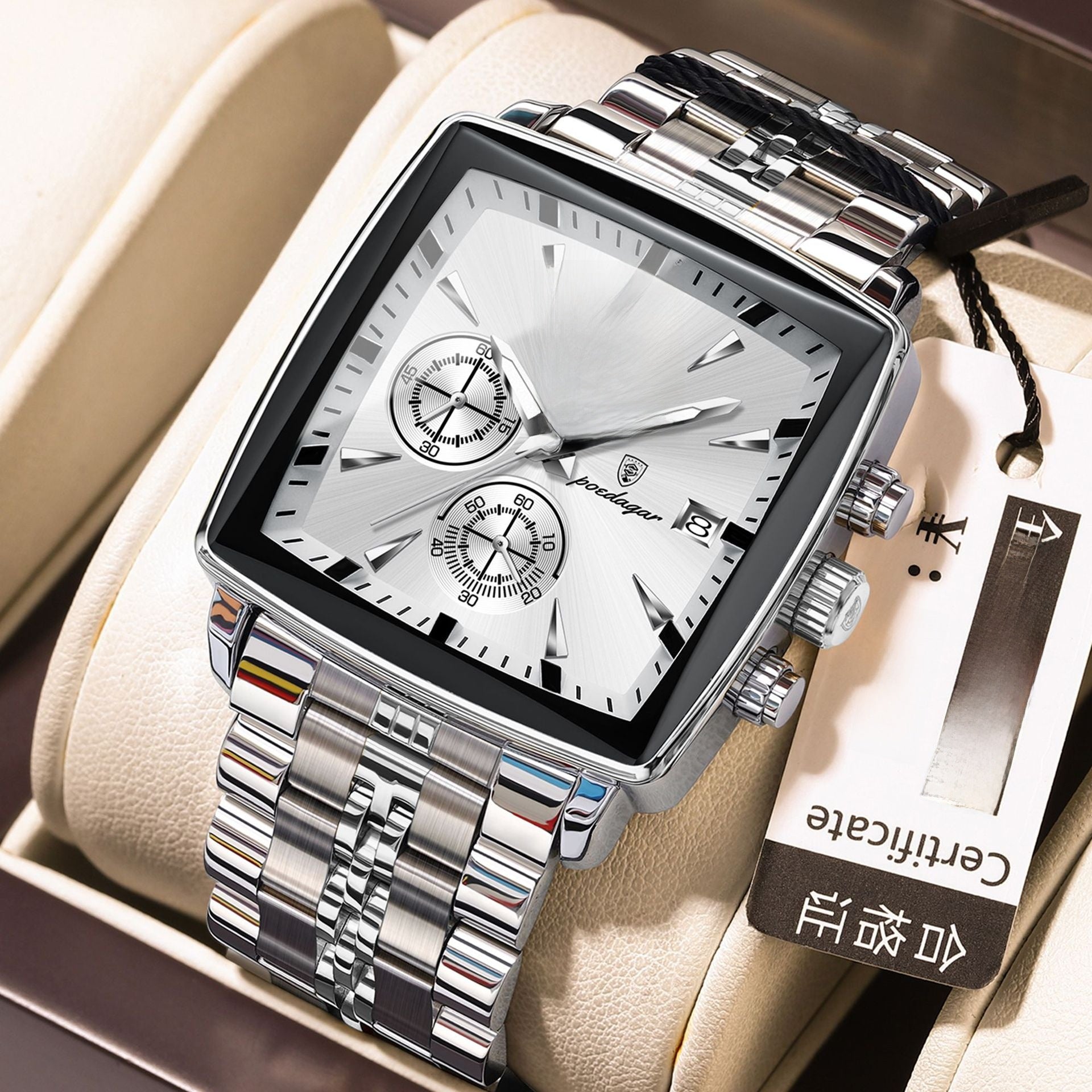 Multifunctional business square men's watch