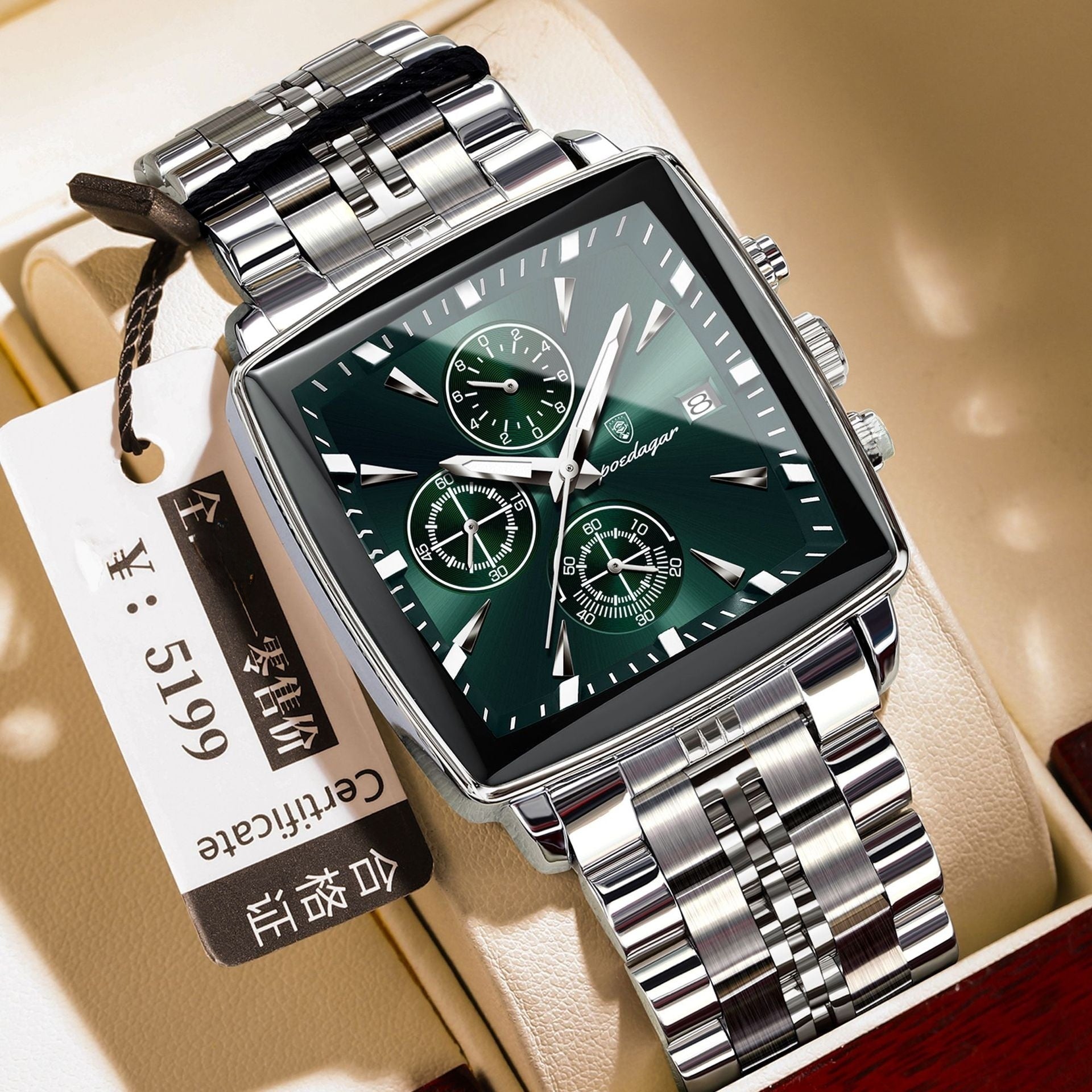 Multifunctional business square men's watch