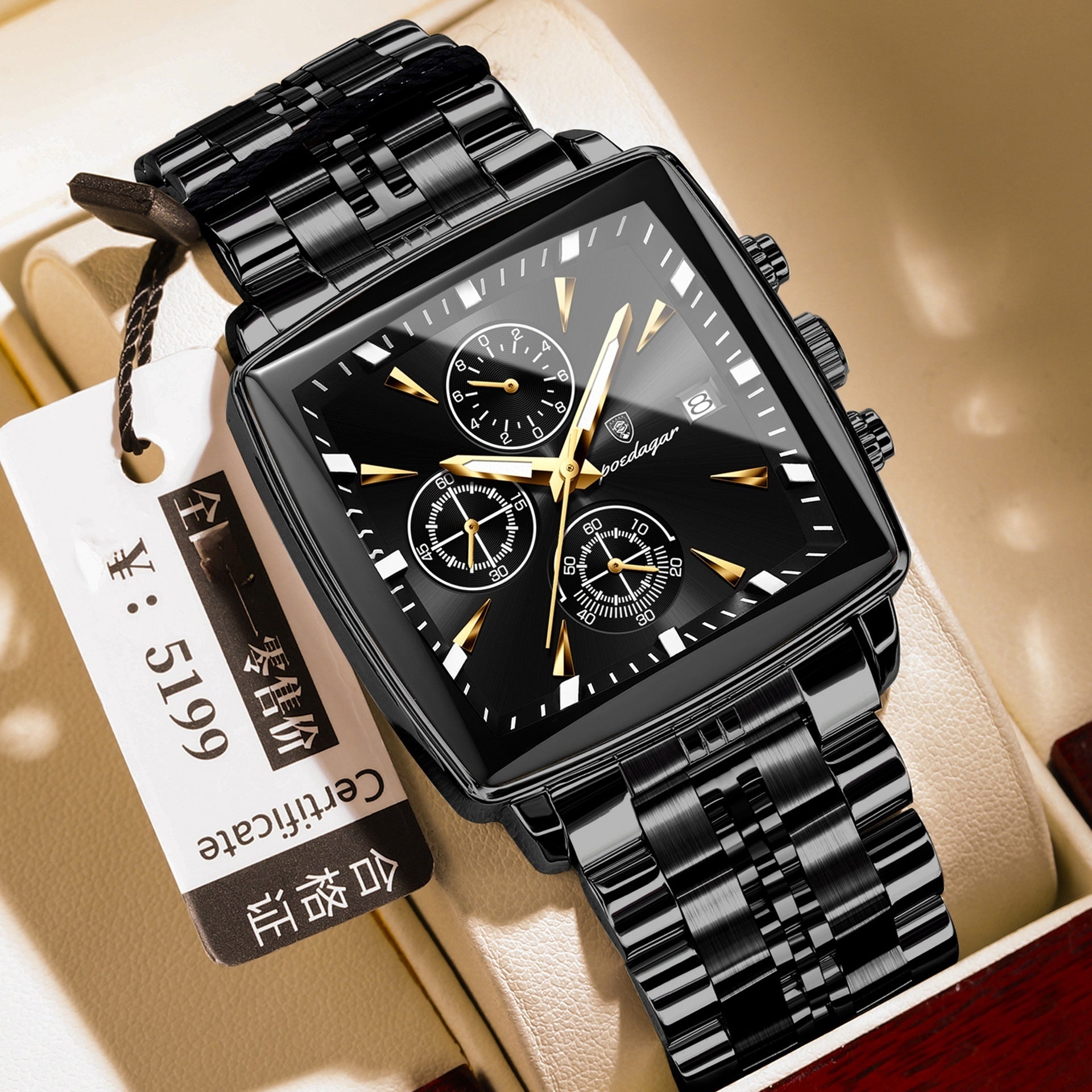 Multifunctional business square men's watch