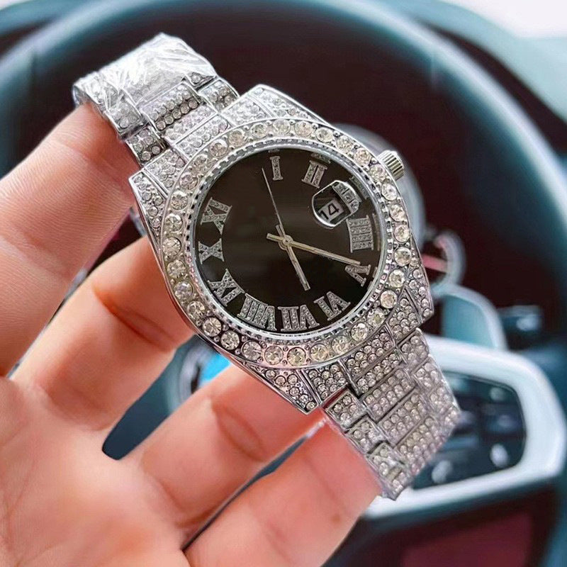 Fashion Diamond Women Watch Calendar Steel Band