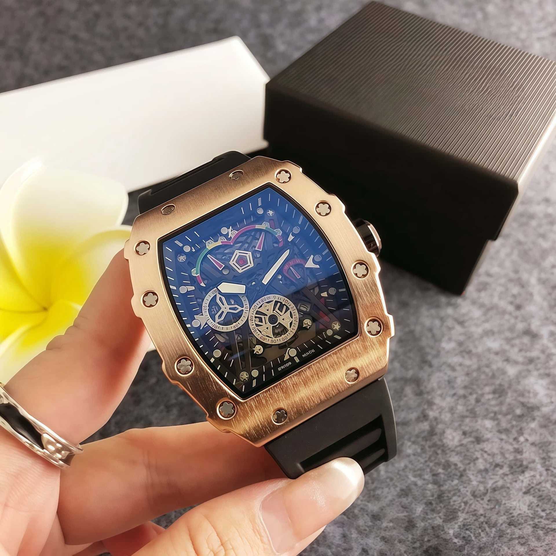 Colorful and stylish skeleton watch for men