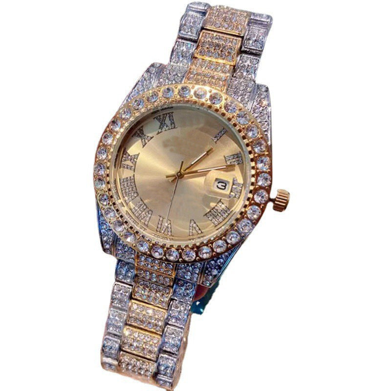 Fashion Diamond Women Watch Calendar Steel Band