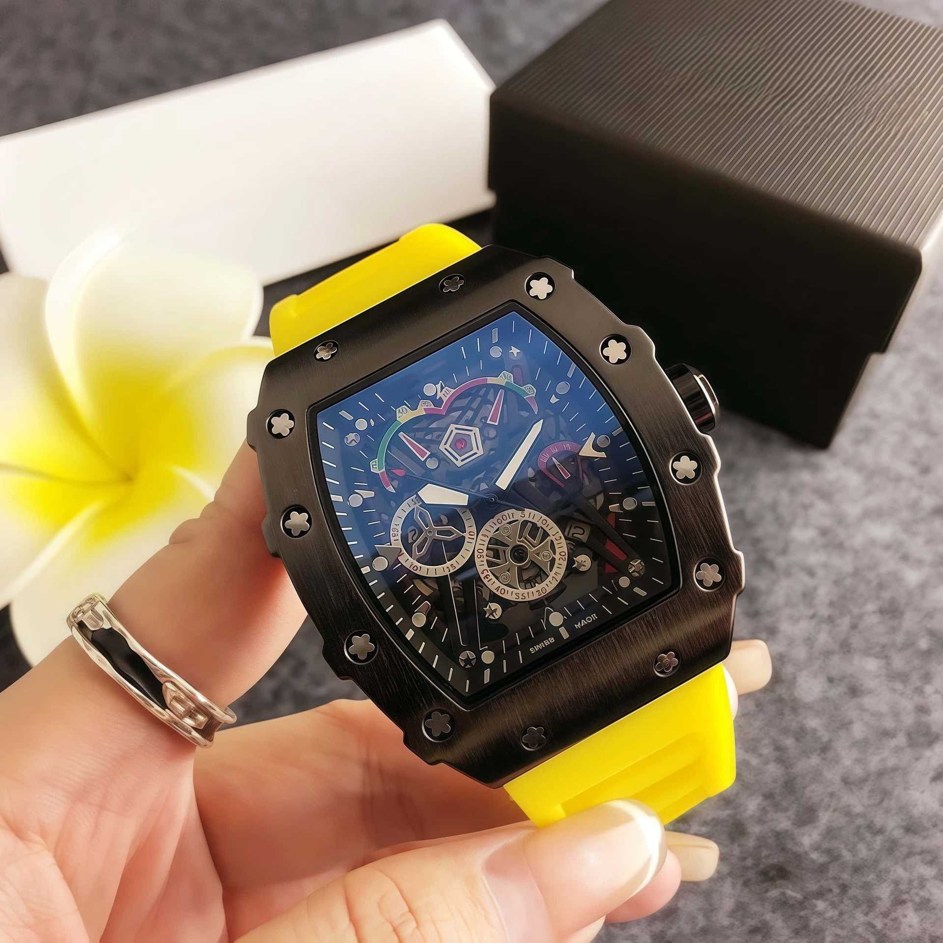 Colorful and stylish skeleton watch for men